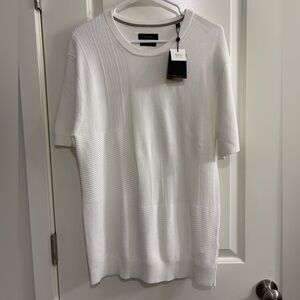 Porter & Ash Men’s White Textured Knit Modal Cotton Blend Sweater